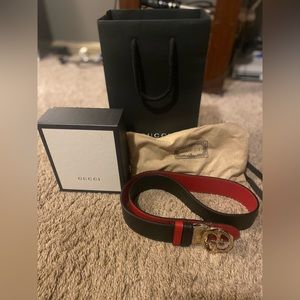 Women’s Reversible Black and Red Gucci Belt